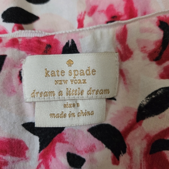 Kate Spade Dream A Little Dream Pink Floral Sleeveless Cotton Top With Bow. Sm - Picture 8 of 11
